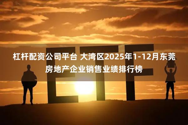 杠杆配资公司平台 大湾区2025年1-12月东莞房地产企业销售业绩排行榜